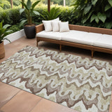 8' X 10' Beige Brown And Taupe Abstract Washable Indoor Outdoor Area Rug