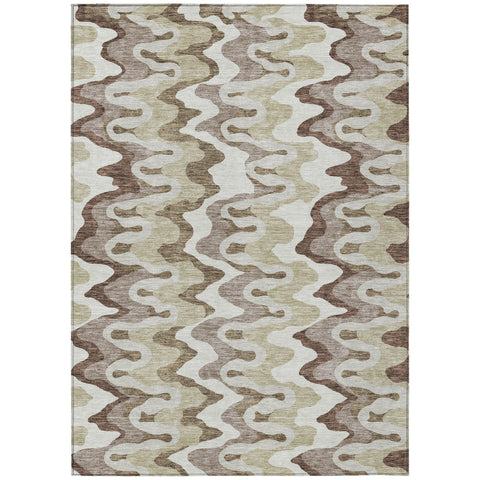 8' X 10' Beige Brown And Taupe Abstract Washable Indoor Outdoor Area Rug