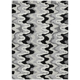 3' X 5' Black Gray And Silver Abstract Washable Indoor Outdoor Area Rug