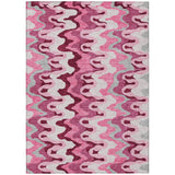 8' X 10' Blush Pink And Mauve Abstract Washable Indoor Outdoor Area Rug