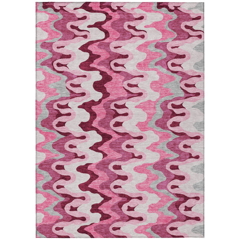 8' X 10' Blush Pink And Mauve Abstract Washable Indoor Outdoor Area Rug