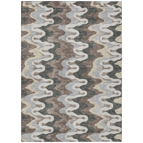 3' X 5' Charcoal Gray And Silver Abstract Washable Indoor Outdoor Area Rug