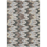5' X 8' Charcoal Gray And Silver Abstract Washable Indoor Outdoor Area Rug