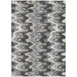 8' X 10' Gray Silver And Charcoal Abstract Washable Indoor Outdoor Area Rug