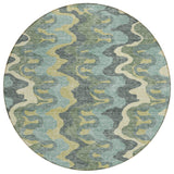 8' Sage And Artichoke Green Round Abstract Washable Indoor Outdoor Area Rug