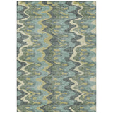 8' X 10' Sage And Artichoke Green Abstract Washable Indoor Outdoor Area Rug