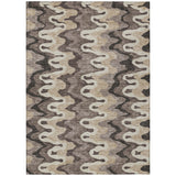 5' X 8' Taupe Beige And Chocolate Abstract Washable Indoor Outdoor Area Rug