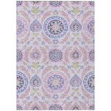 5' X 8' Blush Lavender And Purple Floral Washable Indoor Outdoor Area Rug