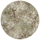 8' Beige Taupe And Brown Round Floral Washable Indoor Outdoor Area Rug
