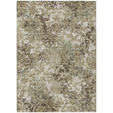 8' X 10' Beige Taupe And Brown Floral Washable Indoor Outdoor Area Rug