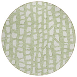 8' Artichoke Green And Ivory Round Abstract Washable Indoor Outdoor Area Rug