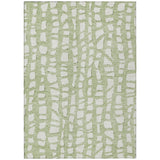 8' X 10' Artichoke Green And Ivory Abstract Washable Indoor Outdoor Area Rug