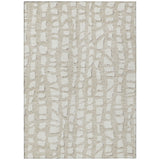 8' X 10' Beige And Ivory Abstract Washable Indoor Outdoor Area Rug