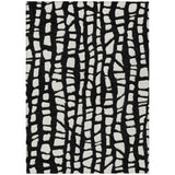 8' X 10' Black And Ivory Abstract Washable Indoor Outdoor Area Rug