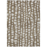 8' X 10' Brown And Ivory Abstract Washable Indoor Outdoor Area Rug