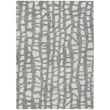 5' X 8' Gray And Ivory Abstract Washable Indoor Outdoor Area Rug
