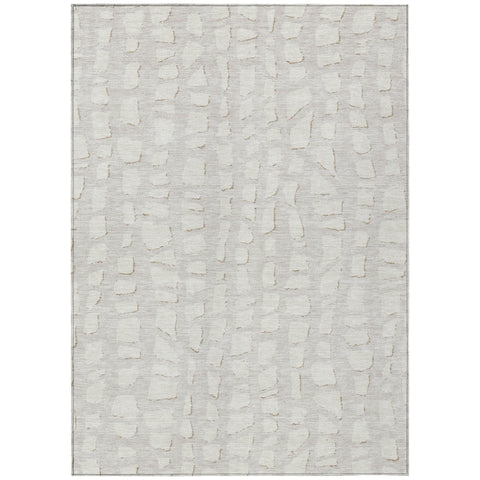 8' X 10' Ivory And Beige Abstract Washable Indoor Outdoor Area Rug