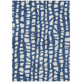 8' X 10' Navy Blue And Ivory Abstract Washable Indoor Outdoor Area Rug