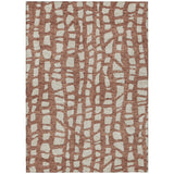 8' X 10' Orange And Ivory Abstract Washable Indoor Outdoor Area Rug