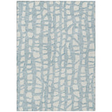 5' X 8' Sky Blue And Ivory Abstract Washable Indoor Outdoor Area Rug