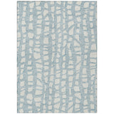 8' X 10' Sky Blue And Ivory Abstract Washable Indoor Outdoor Area Rug