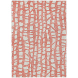 5' X 8' Salmon And Ivory Abstract Washable Indoor Outdoor Area Rug