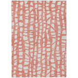 8' X 10' Salmon And Ivory Abstract Washable Indoor Outdoor Area Rug