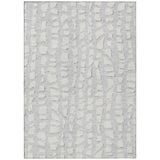 5' X 8' Silver And Ivory Abstract Washable Indoor Outdoor Area Rug