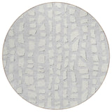 8' Silver And Ivory Round Abstract Washable Indoor Outdoor Area Rug