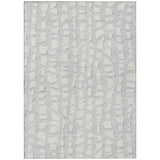 8' X 10' Silver And Ivory Abstract Washable Indoor Outdoor Area Rug