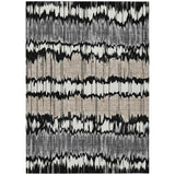 5' X 8' Black Silver And Gray Striped Washable Indoor Outdoor Area Rug