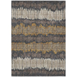 8' X 10' Brown And Taupe Striped Washable Indoor Outdoor Area Rug