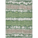 3' X 5' Green Ivory And Taupe Striped Washable Indoor Outdoor Area Rug
