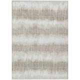 8' X 10' Ivory Beige And Taupe Striped Washable Indoor Outdoor Area Rug