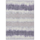 5' X 8' Lavender Purple And Ivory Striped Washable Indoor Outdoor Area Rug
