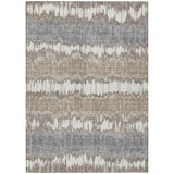 3' X 5' Taupe Brown And Ivory Striped Washable Indoor Outdoor Area Rug