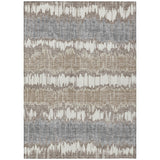 5' X 8' Taupe Brown And Ivory Striped Washable Indoor Outdoor Area Rug