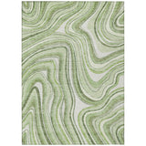 3' X 5' Artichoke Green And Ivory Abstract Washable Indoor Outdoor Area Rug