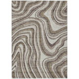 8' X 10' Brown Ivory And Taupe Abstract Washable Indoor Outdoor Area Rug
