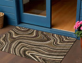 3' X 5' Brown And Ivory Abstract Washable Indoor Outdoor Area Rug