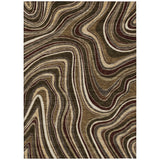 8' X 10' Brown And Ivory Abstract Washable Indoor Outdoor Area Rug