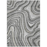 5' X 8' Gray Charcoal And Ivory Abstract Washable Indoor Outdoor Area Rug