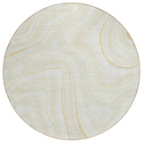 8' Ivory Beige And Tan Round Abstract Washable Indoor Outdoor Area Rug