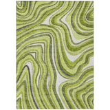 8' X 10' Lime Green And Charcoal Abstract Washable Indoor Outdoor Area Rug