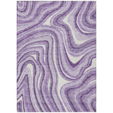 5' X 8' Lavender Purple And Ivory Abstract Washable Indoor Outdoor Area Rug
