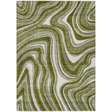 3' X 5' Olive Green Gray And Ivory Abstract Washable Indoor Outdoor Area Rug