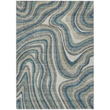 3' X 5' Teal Blue Gray And Taupe Abstract Washable Indoor Outdoor Area Rug