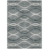 5' X 8' Gray Ivory And Charcoal Abstract Washable Indoor Outdoor Area Rug