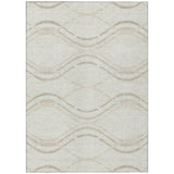 3' X 5' Ivory Beige And Taupe Abstract Washable Indoor Outdoor Area Rug