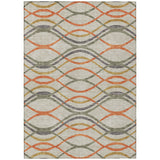 5' X 8' Orange Ivory And Gray Abstract Washable Indoor Outdoor Area Rug